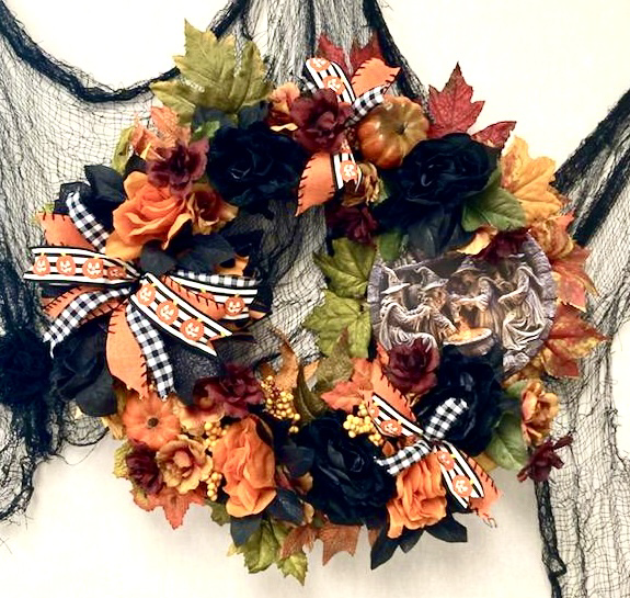 Orange & Black Fall Handmade Wreath
