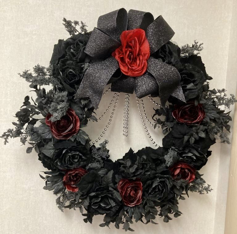 Black & Red Rose Handmade Wreath